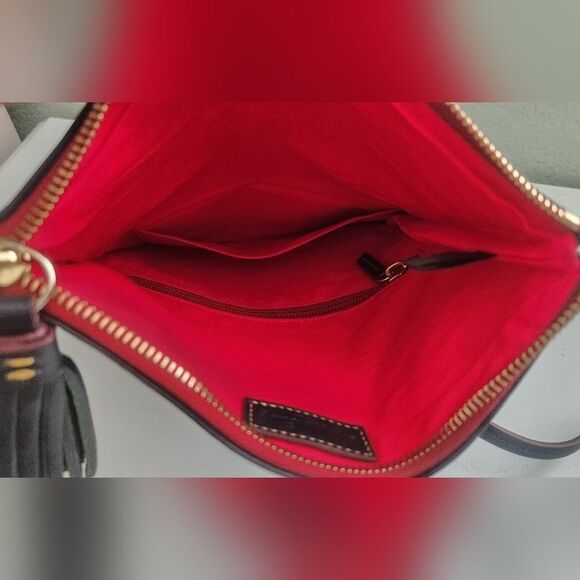 Dooney And Bourke Florentine Foldover  Crossbody Clutch Navy - Picture 8 of 9